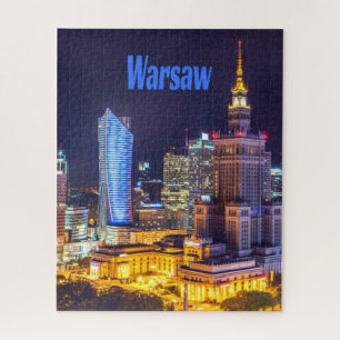 Warsaw Poland Night Skyline Warsaw Spire Jigsaw Puzzle