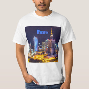 Warsaw Poland Night Skyline Warsaw Spire T-Shirt