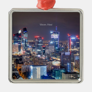 Warsaw, Poland skyline,  Metal Tree Decoration