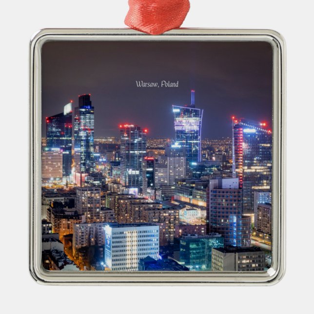 Warsaw, Poland skyline,  Metal Tree Decoration (Front)