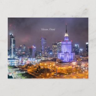 Warsaw, Poland skyline photograph, Postcard