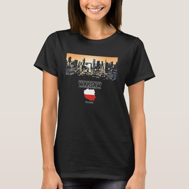 warsaw poland Skyline Vacation Souvenir city T-Shirt (Front)