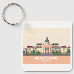 Warsaw Poland The Royal Castle Pastel Travel Key Ring
