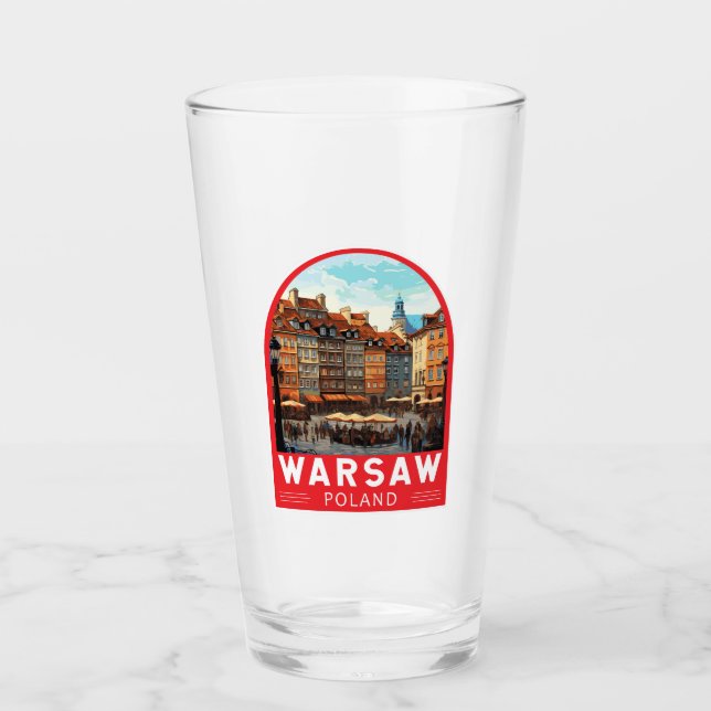 Warsaw Poland Travel Art Vintage Glass (Front)