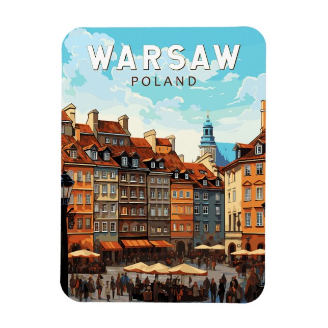 Warsaw Poland Travel Art Vintage Magnet (Vertical)