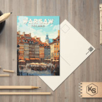 Warsaw Poland Travel Art Vintage