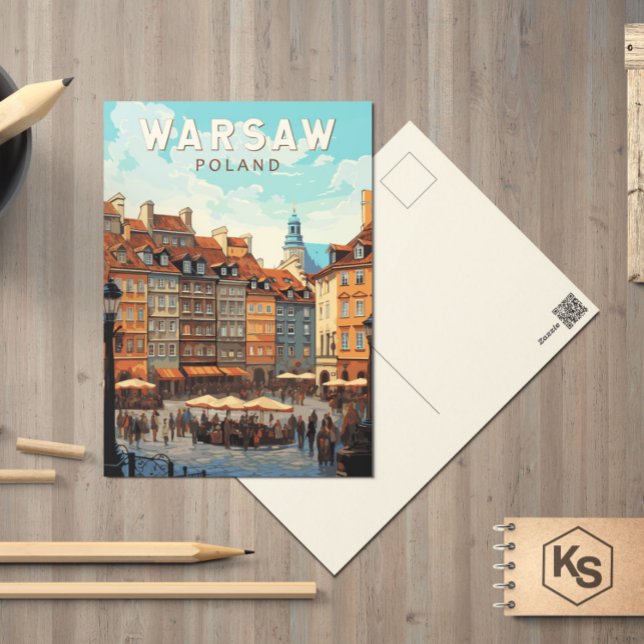 Warsaw Poland Travel Art Vintage Postcard (Creator Uploaded)