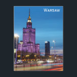 Warsaw Poland Travel Photo Postcard<br><div class="desc">Anyone would love to receive this Polish travel postcard featuring a beautiful photo of the Palace of Culture and Science in Warsaw,  Poland at night!</div>