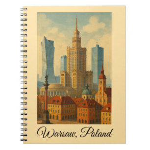Warsaw Poland Vintage Travel Art Notebook