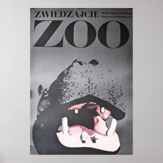 Warsaw Poland Visit The Zoo Hippo 1967 Poster (Front)