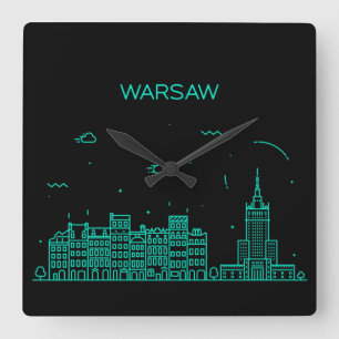 Warsaw skyline square wall clock