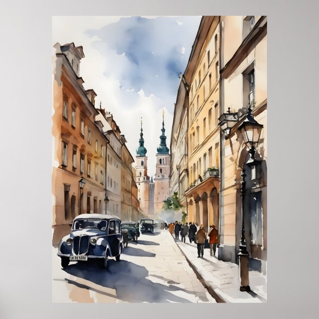 Warsaw watercolor art poster (Front)