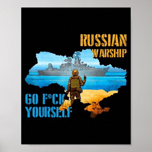 Warship Ukraine Map Pride Vintage Ukraine Postage  Poster (Front)