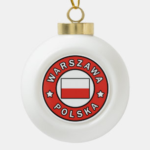 Warszawa Polska Ceramic Ball Christmas Ornament