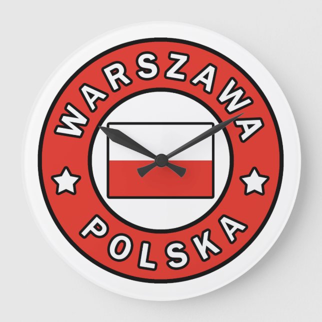 Warszawa Polska Large Clock (Front)