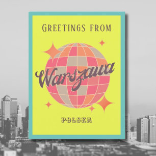 Warszawa Warsaw Poland colourful greeting card