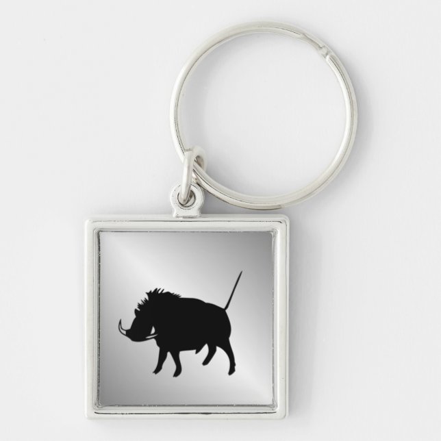 Wart Hog Silver Key Ring (Front)