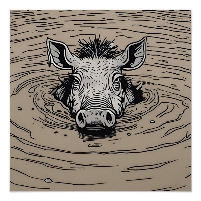 Warthog In A Bog Glossy Poster (Front)