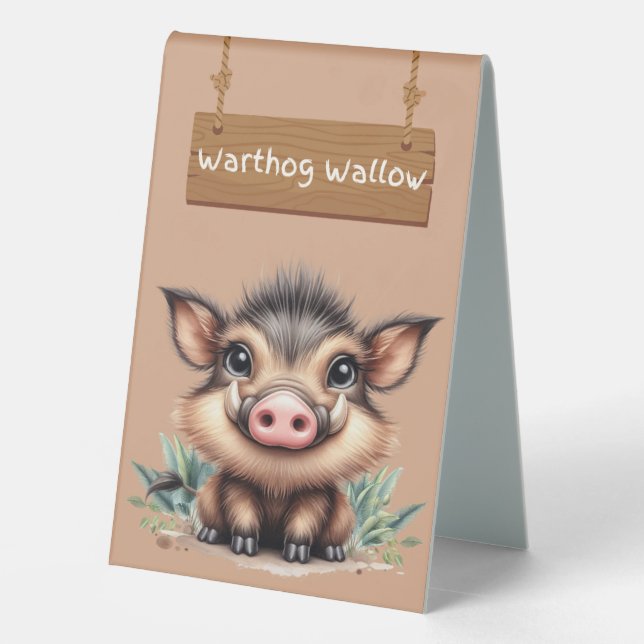 Warthog Wallow Safari Table Sign  (Back)