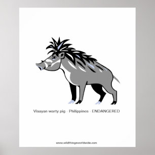 Warthog -Warty PIG - Endangered animal - wildlife  Poster