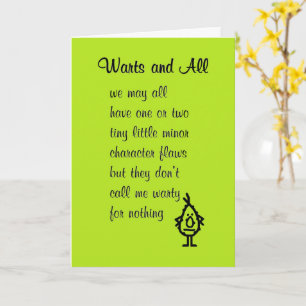 Warts and All A Funny Apology Poem Card