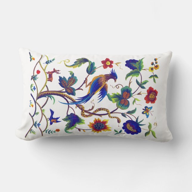Warwick Bird of Paradise Faux Embroidery Pillow (Front)