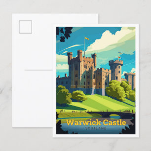 Warwick Castle Scotland Travel Art Vintage Postcard