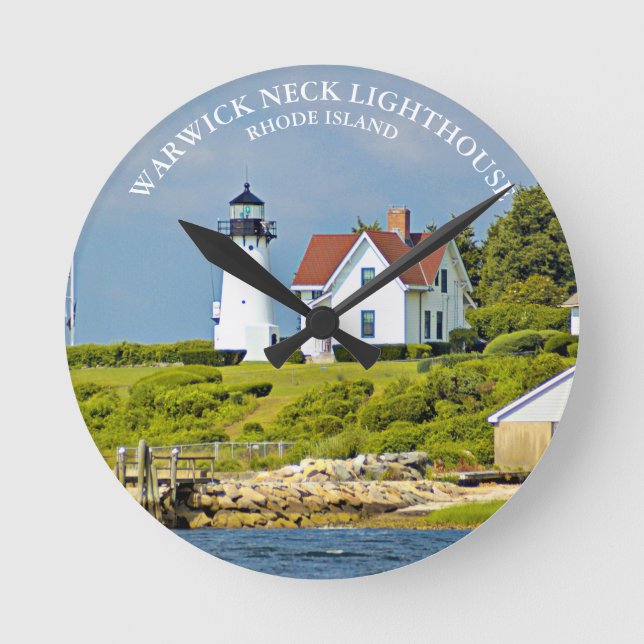 Warwick Neck Lighthouse, RI Round Wall Clock (Front)