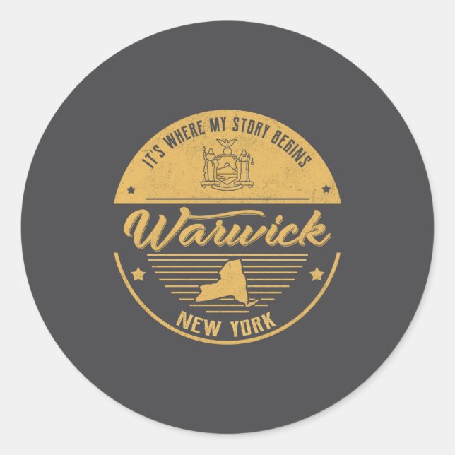 Warwick New York Its Where My Story Begins  Classic Round Sticker (Front)