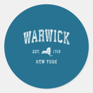Warwick New York Ny Vintage Athletic Srts Design _ Classic Round Sticker