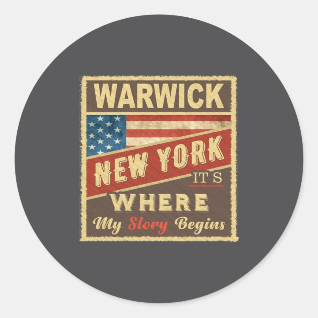 Warwick Ny Its Where My Story Begins  Classic Round Sticker (Front)
