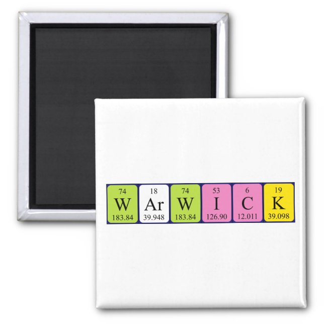 Warwick periodic table name magnet (Front)
