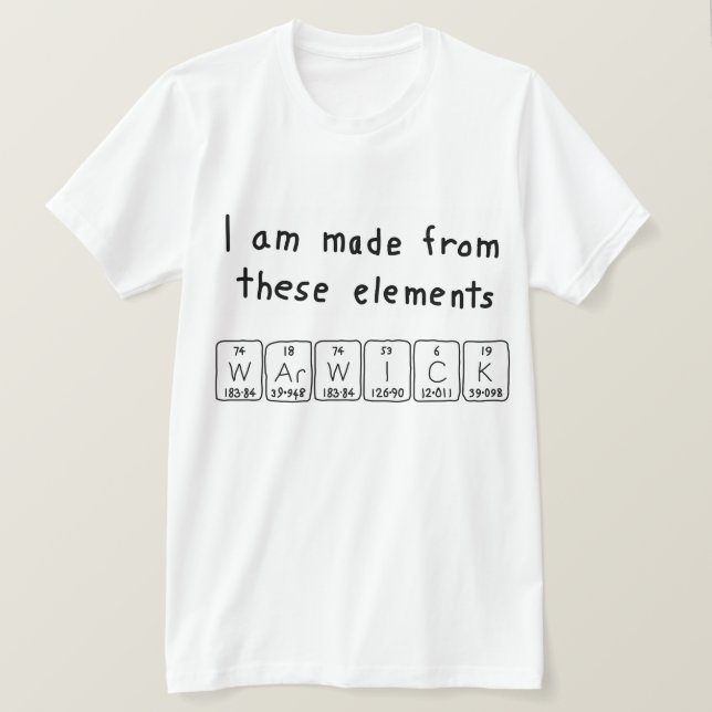 Warwick periodic table name shirt (Design Front)