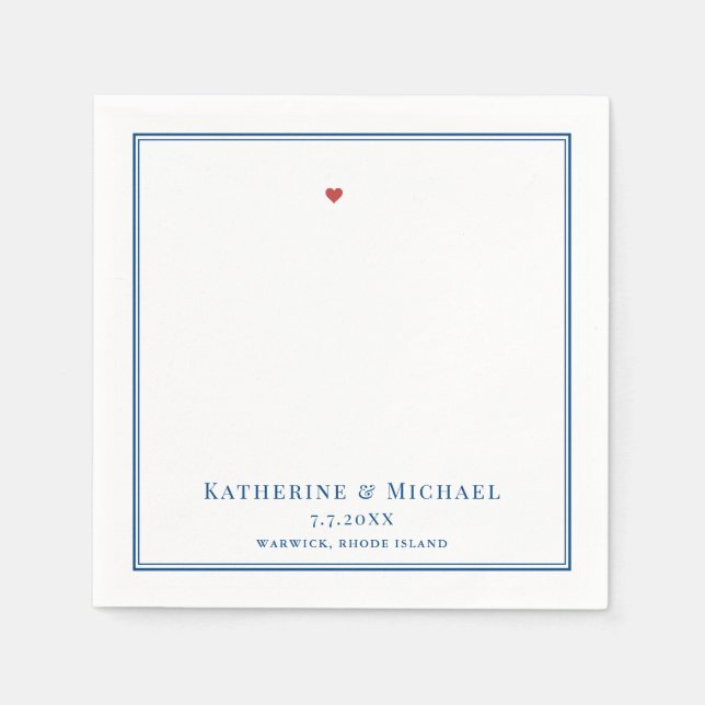 Warwick RI Map Elegant Navy Blue Wedding Napkin (Front)