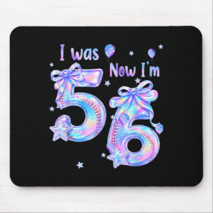 Was 5 6 Baseball Lovers 6th Birthday Girl Cute Bow Mouse Mat