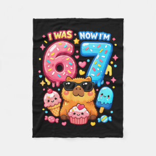 Was 6 7 birthday 67 meme capybara ice cream kawaii fleece blanket