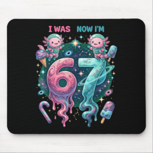 was 6 7 Birthday 67 Meme Cosmic Axolotl Kids Boys Mouse Mat
