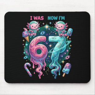 was 6 7 Birthday 67 Meme Cosmic Axolotl Kids Boys Mouse Mat