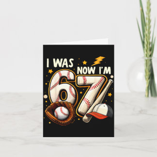 Was 6 7 birthday boy baseball funny 6 7 meme kids card