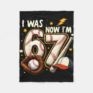 Was 6 7 birthday boy baseball funny 6 7 meme kids fleece blanket