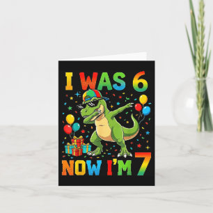 was 6 7 Birthday Dabbing Dinosaur 7 Years Old Boy Card