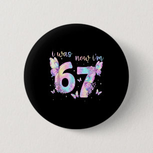 Was 6 7 birthday girl kids butterfly 7th birthday cm round badge