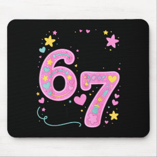 Was 6 7 cute 7th birthday girl outfit 67 funny mouse mat