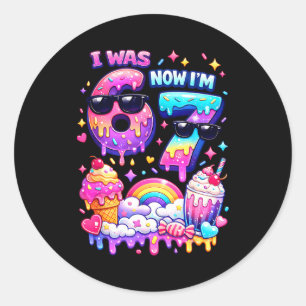 Was 6 7 ice cream dripping 67 meme kids birthday classic round sticker