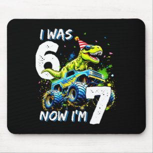 Was 6 Now I'm 7 Year Old Birthday 67 Monster Truck Mouse Mat
