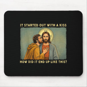 Was only a kiss jesus & judas meme funny mouse mat