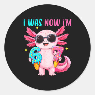 Was six seven axolotl ice cream drip 7th birthday classic round sticker