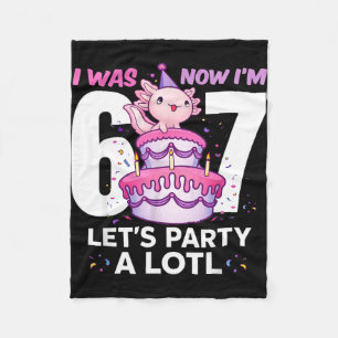 Was six seven cute axolotl 7th birthday 6 7 kids fleece blanket