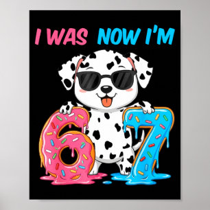Was six seven dalmatian dog 67 meme 7th birthday poster