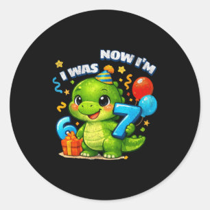Was six seven dinosaur 67 meme 7th birthday boys classic round sticker